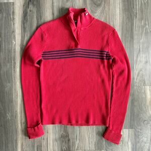 Vintage Polo Jeans Co Ralph Lauren Red Ribbed 1/4 Zipped Sweater Women’s Size M